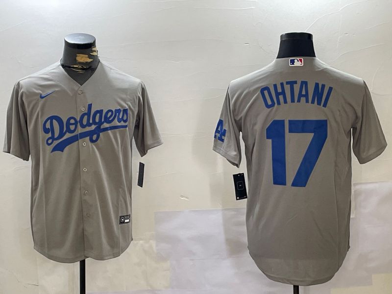Men Los Angeles Dodgers #17 Ohtani Grey Game 2024 Nike MLB Jersey style 1120